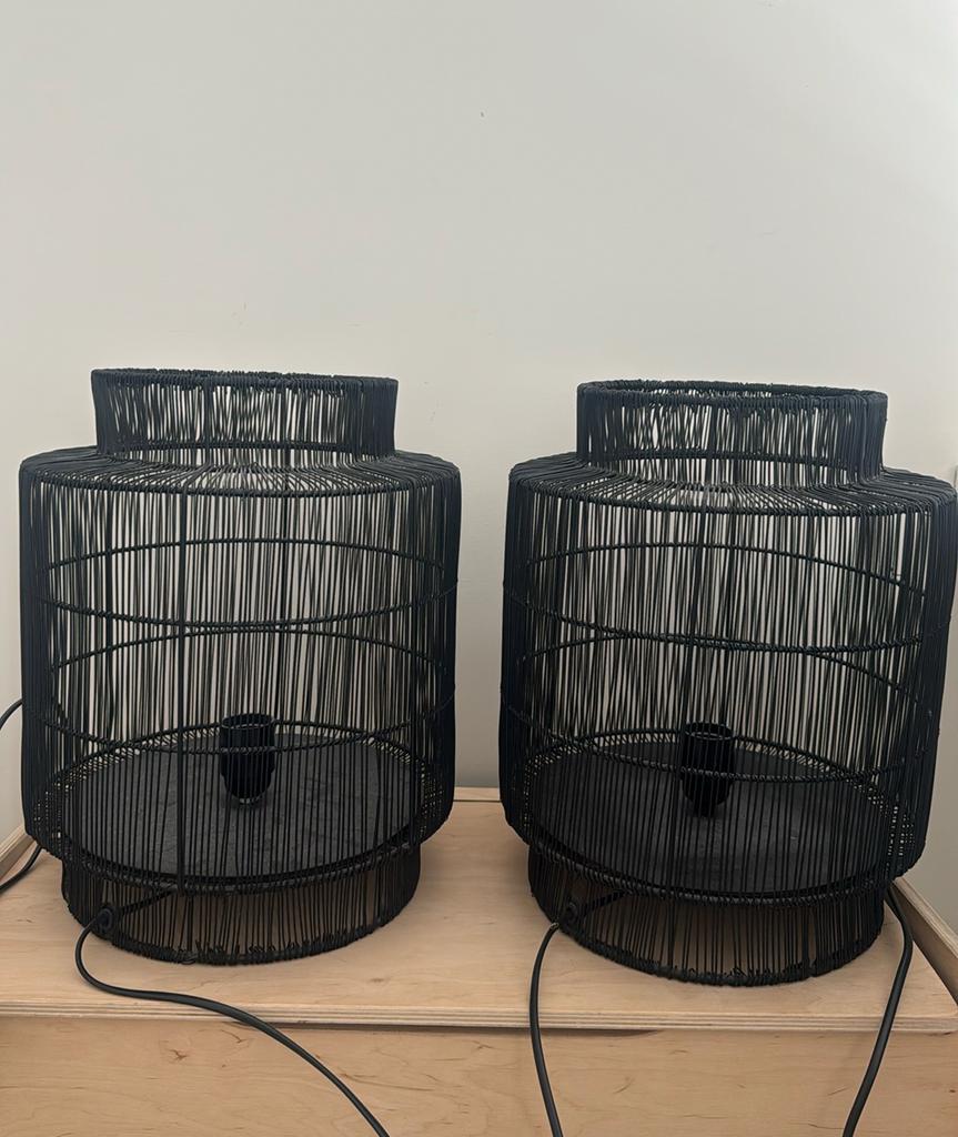 Set van 2 metalen tafellampen zwart, Ophalen, Gebruikt, Minder dan 50 cm