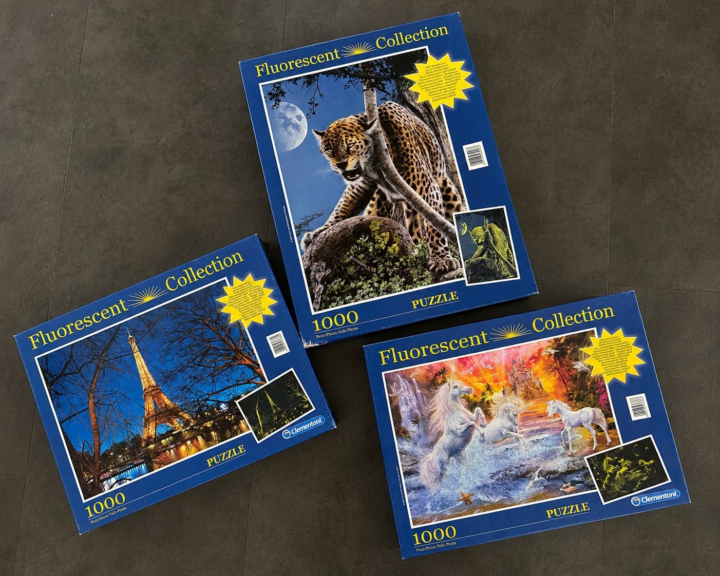 3 Clementoni Fluorescent Puzzels (LEES BESCHRIJVING), Ophalen of Verzenden, Meer dan 50 stukjes, Zo goed als nieuw, 6 jaar of ouder
