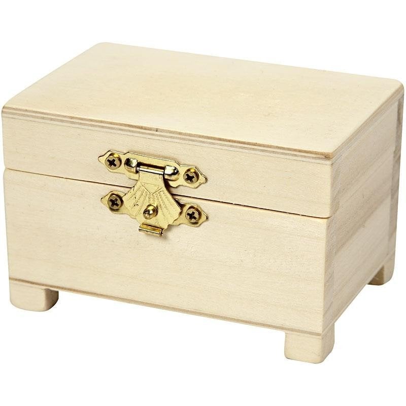 Houten kistje keizerin boom 9 x 6 x 5,6cm met kleine pootjes, ., Overige thema's, Nieuw, .