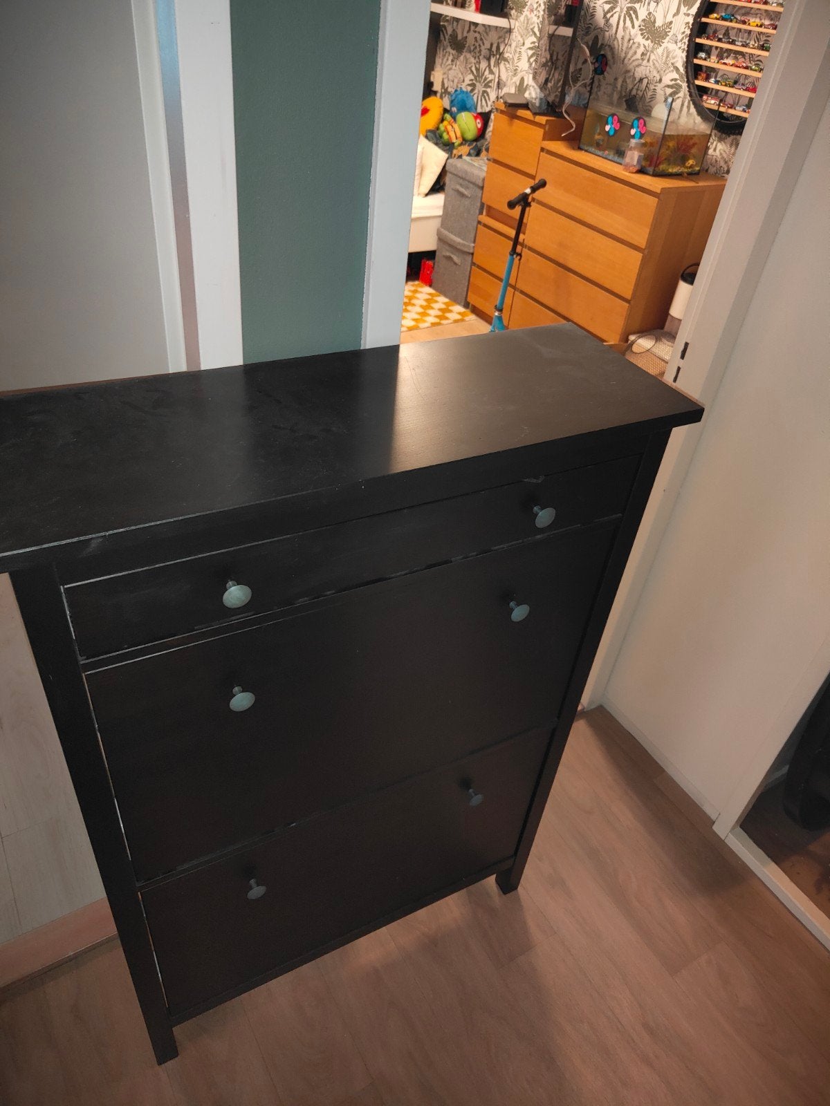 Zwarte schoenenkast met lade - IKEA Hemnes, Huis en Inrichting, Kasten | Schoenenkasten, Ophalen of Verzenden, Gebruikt, Modern Scandinavisch