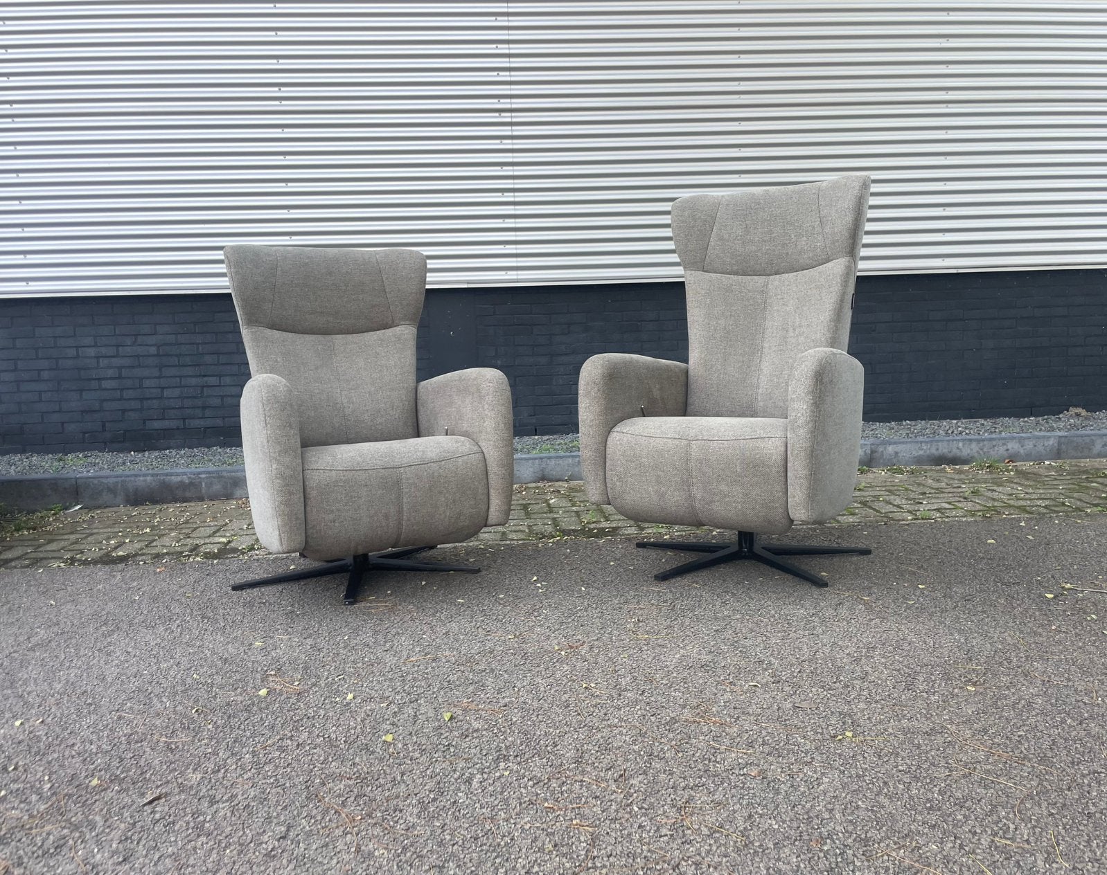 Twee grijze prominent sorisso relaxfauteuils / relaxstoelen, Ophalen, Minder dan 75 cm, 50 tot 75 cm, A