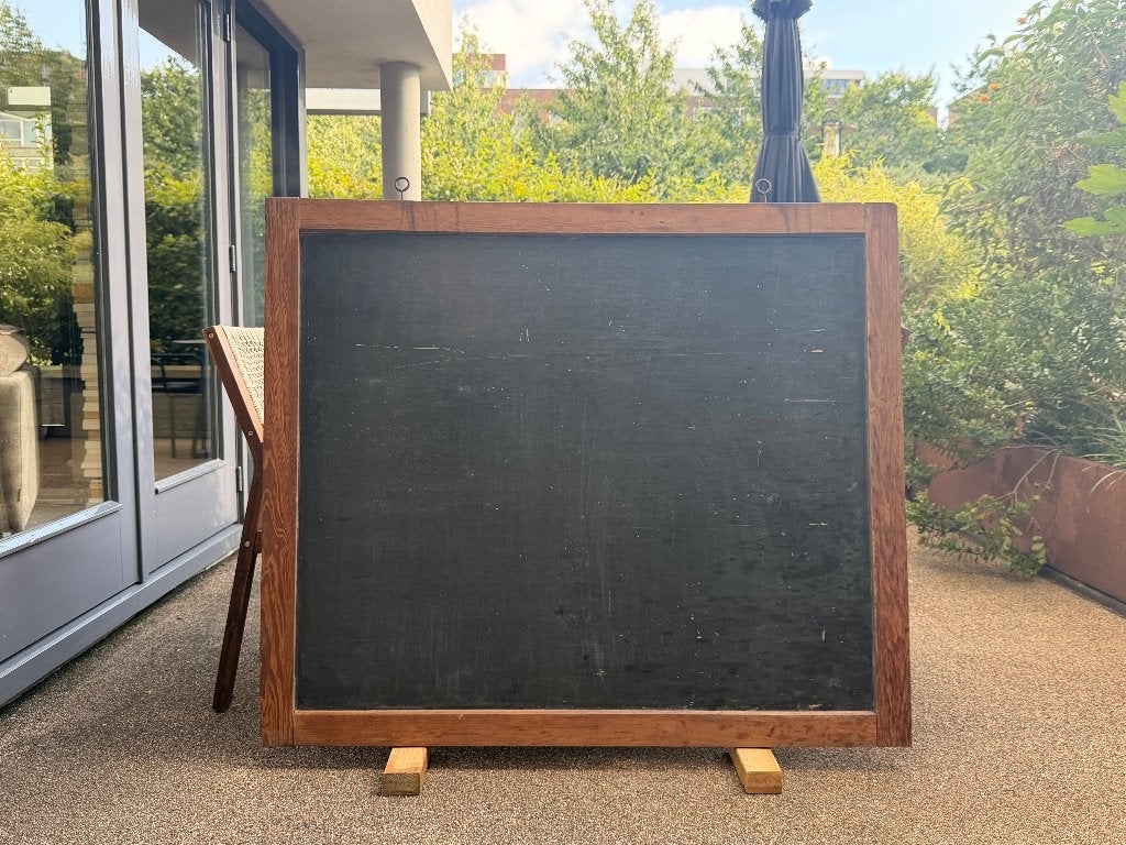 Vintage houten schoolbord, B129cm x H109cm dubbelzijdig, Diversen, Ophalen, Gebruikt, Krijtbord