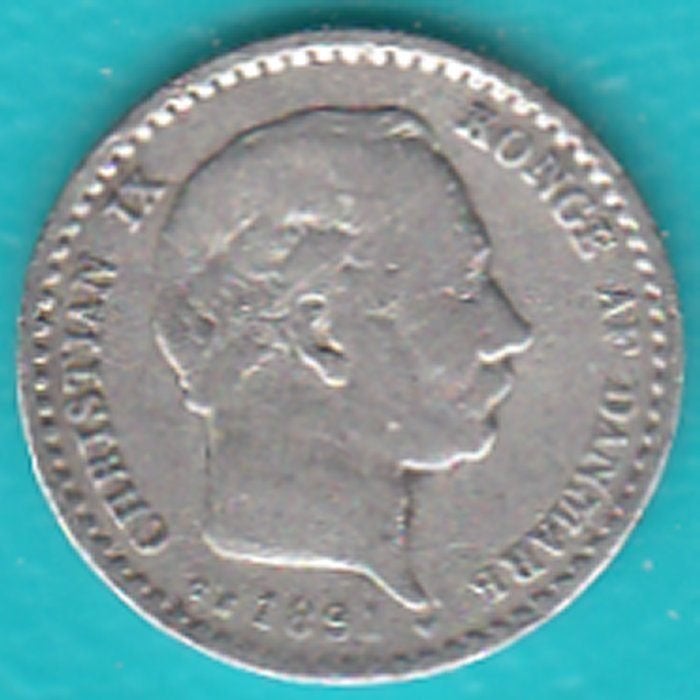 Denemarken 10 øre Christian IX 1891 zilver in munthouder, Ophalen of Verzenden, Overige landen, Losse munt, Zilver
