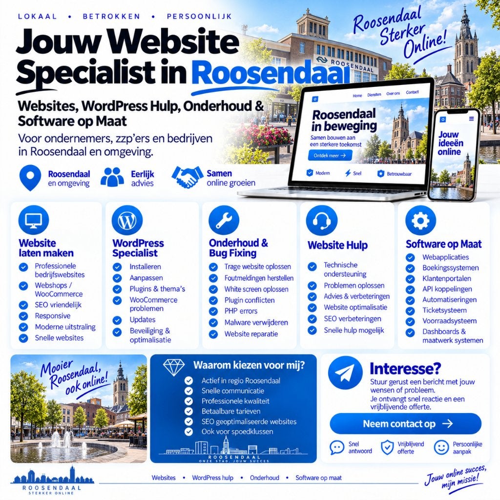 Website Laten Maken & WordPress Hulp Roosendaal, Vacatures, Vanaf 3 jaar, Geschikt als bijbaan, Freelance of Uitzendbasis, 33 - 40 uur
