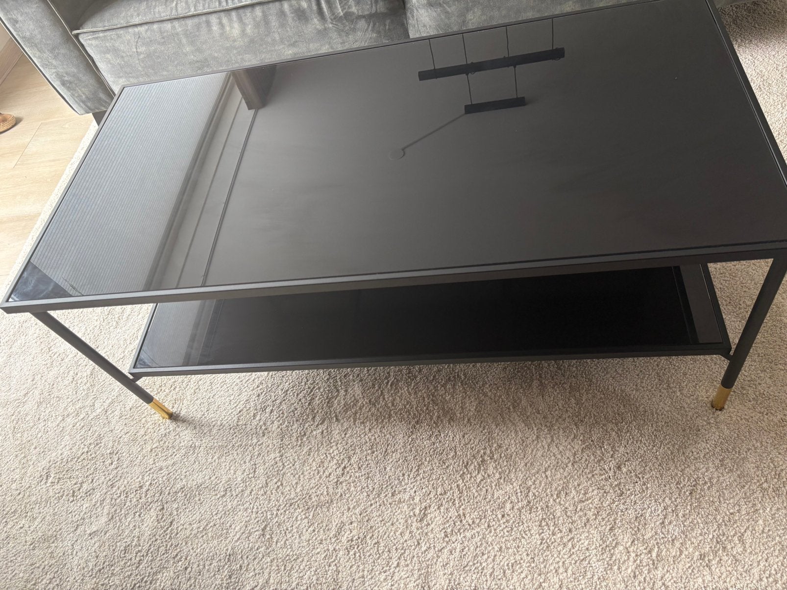Salontafel zwart, Ophalen, Gebruikt, 100 tot 150 cm, 50 tot 100 cm