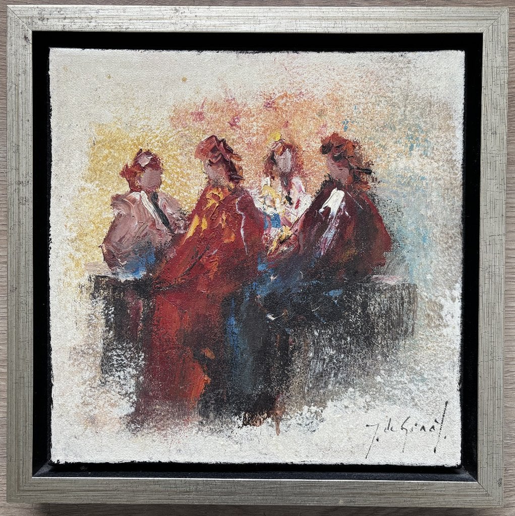 Jochem de Graaf (1954) - Abstracte voorstelling met figuren, Antiek en Kunst, Kunst | Schilderijen | Abstract, Ophalen of Verzenden