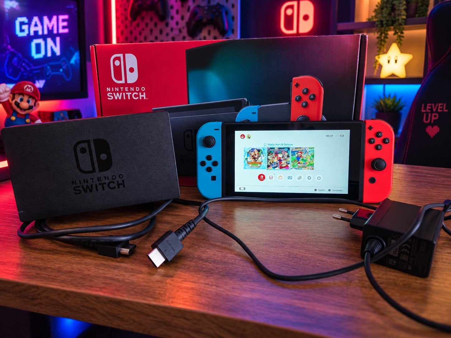 Nintendo Switch V1 HAC-001 UNPATCHED + dock + Joy-Cons, Spelcomputers en Games, Ophalen of Verzenden, Gebruikt, Met 2 controllers