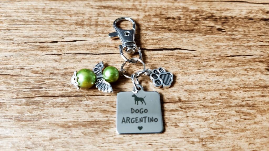 (Sleutel) Hanger Argentijnse dog RVS met beschermengeltje, Verzenden, Nieuw, Hanger