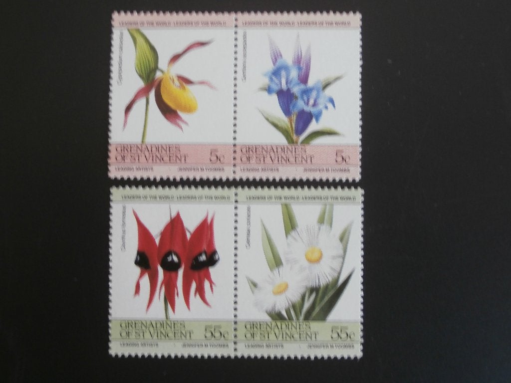 ST. VINCENT 1985 serie BLOEMEN 2 FOTO'S, Verzenden, Postfris, Dier of Natuur
