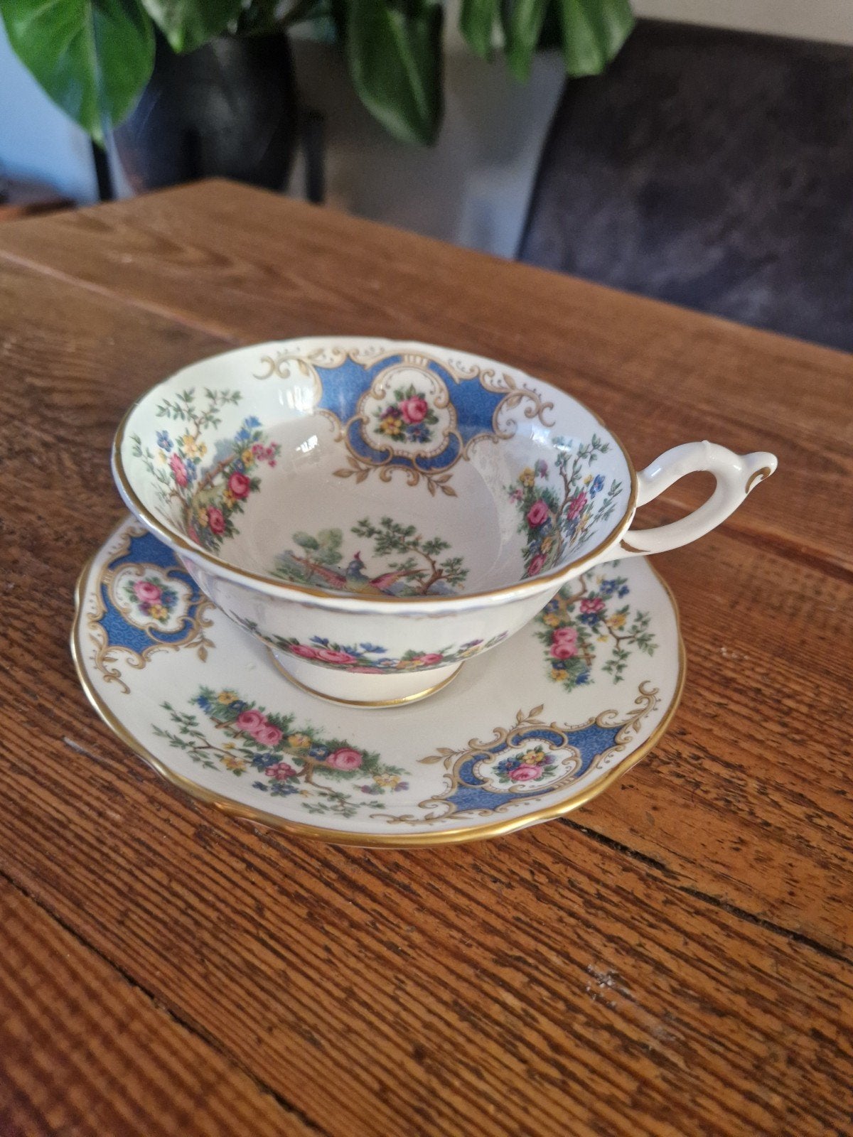vintage theekop en schotel van Coalport in het Broadway Blue, Ophalen of Verzenden