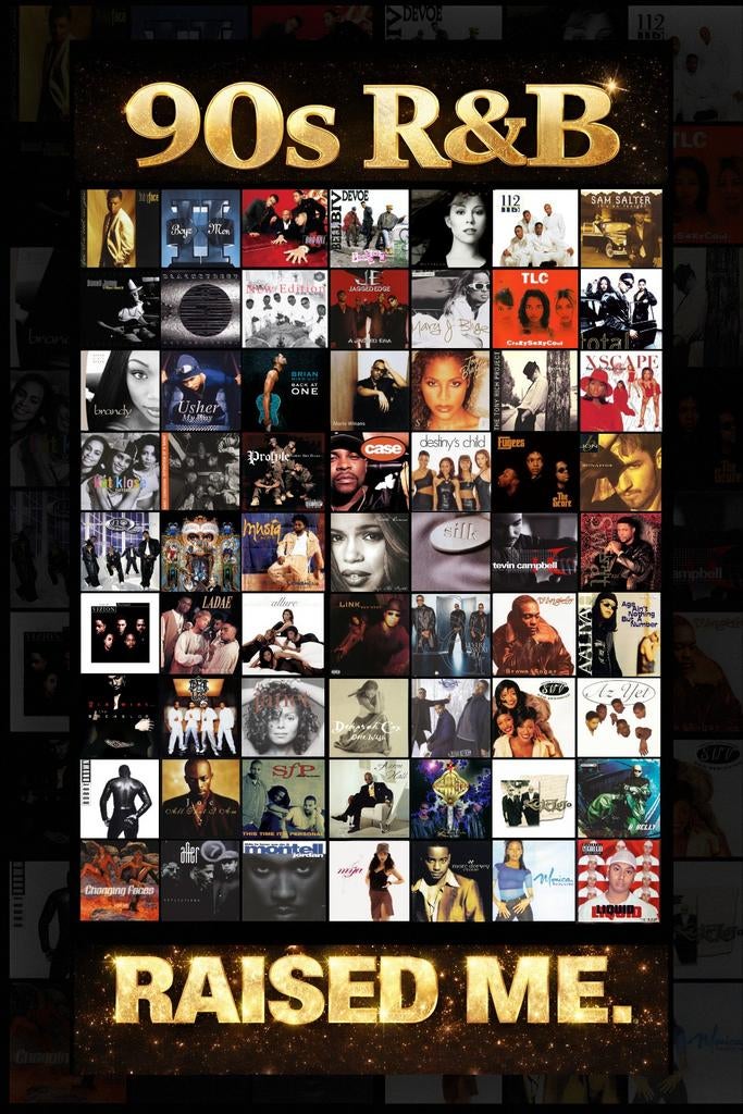90's R&B Poster Art HIRES op canvas 60 x 90 cm - RETRO cult, Rechthoekig Staand, Deurposter of groter, Nieuw, Ophalen of Verzenden