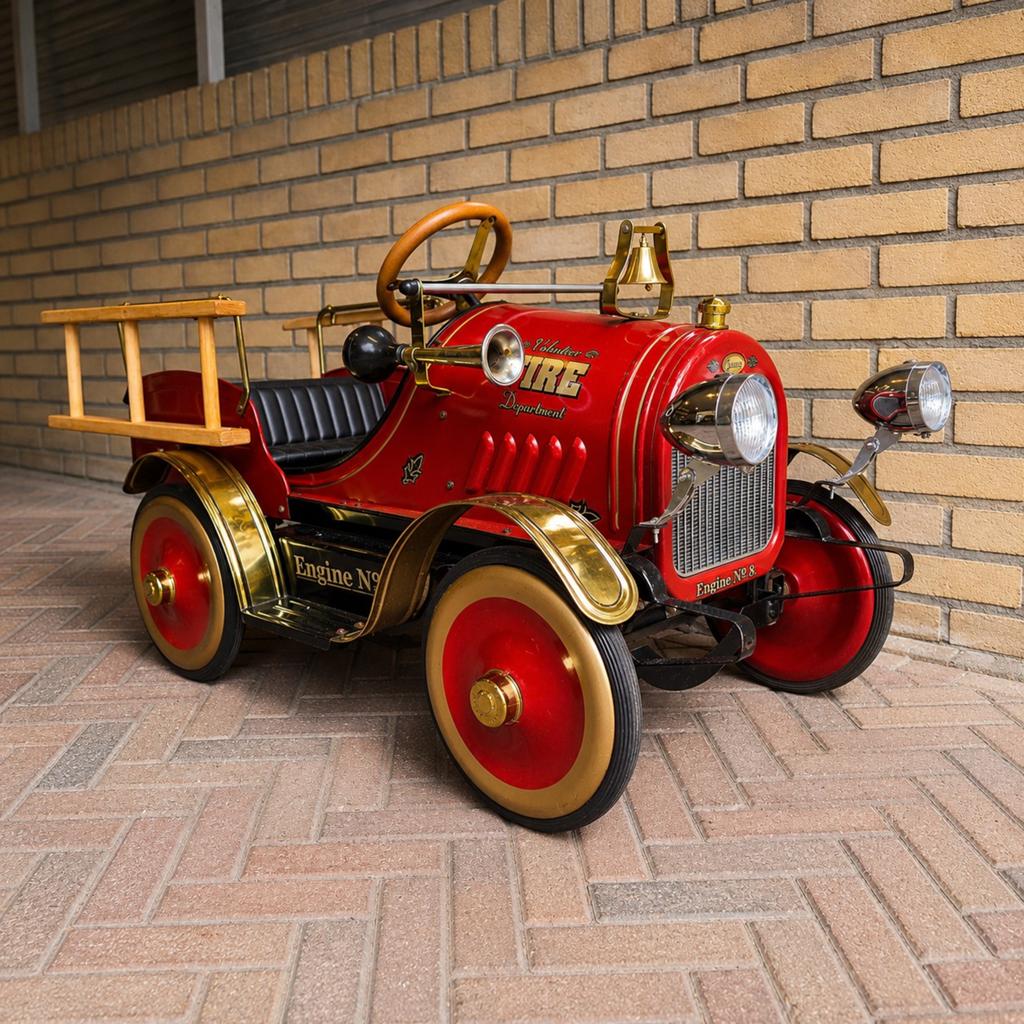 ***Vintage Antieke Brandweer Trapauto - Uniek Verzamelobject, Ophalen, Gebruikt, Trapvoertuig