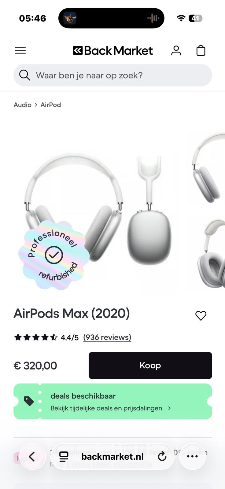 Airpods max zilver, Ophalen of Verzenden, Zo goed als nieuw, Overige merken