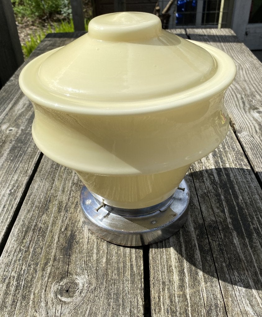 Leuke Art Deco Plafondlamp - vintage retro antiek bauhaus, Gebruikt, Vintage, Plafondlamp, Glas