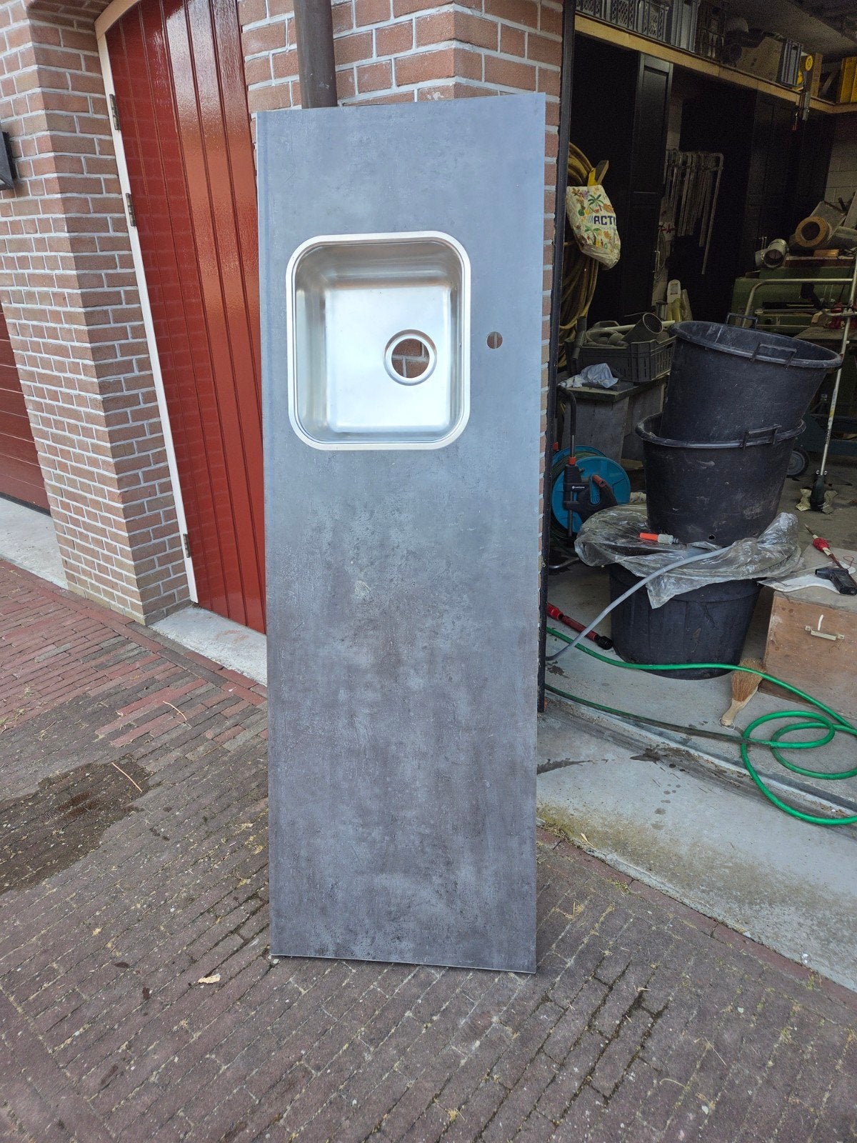 Nieuw antraciet keukenblad met spoelbak - 184x60 cm, Huis en Inrichting, Keuken | Keukenelementen, Ophalen, 150 tot 200 cm, Nieuw