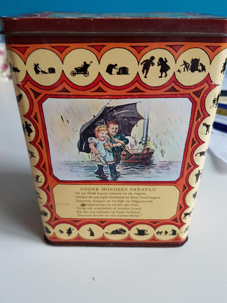 Royco blik Ot en Sien, ca. 8,5 x 12,5 x 17 cm., gebruikt, Verzamelen, Blikken, Ophalen of Verzenden, Gebruikt, Overige