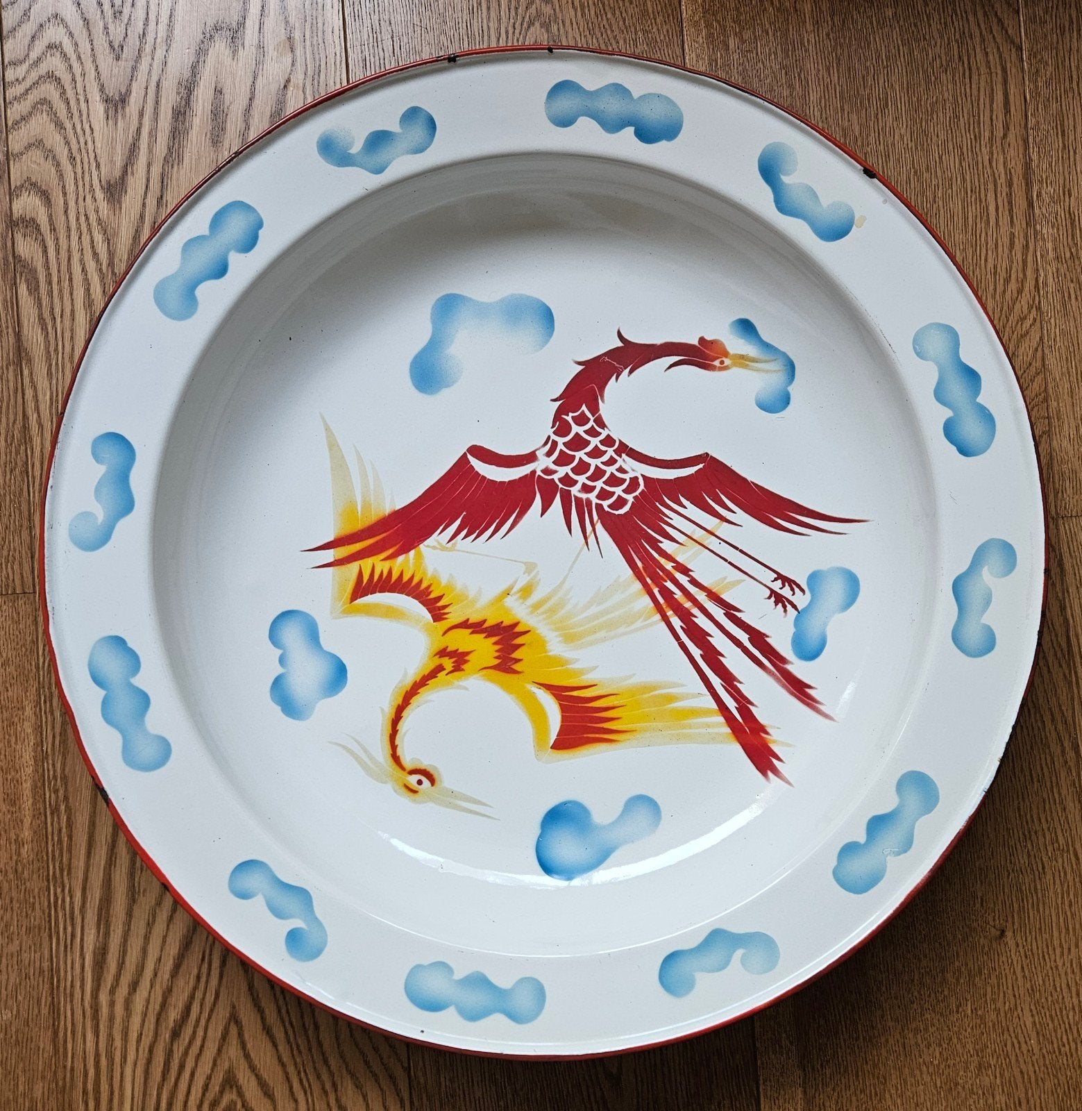 Vintage Chinese emaille wasschaal Ø 50 cm, Ophalen