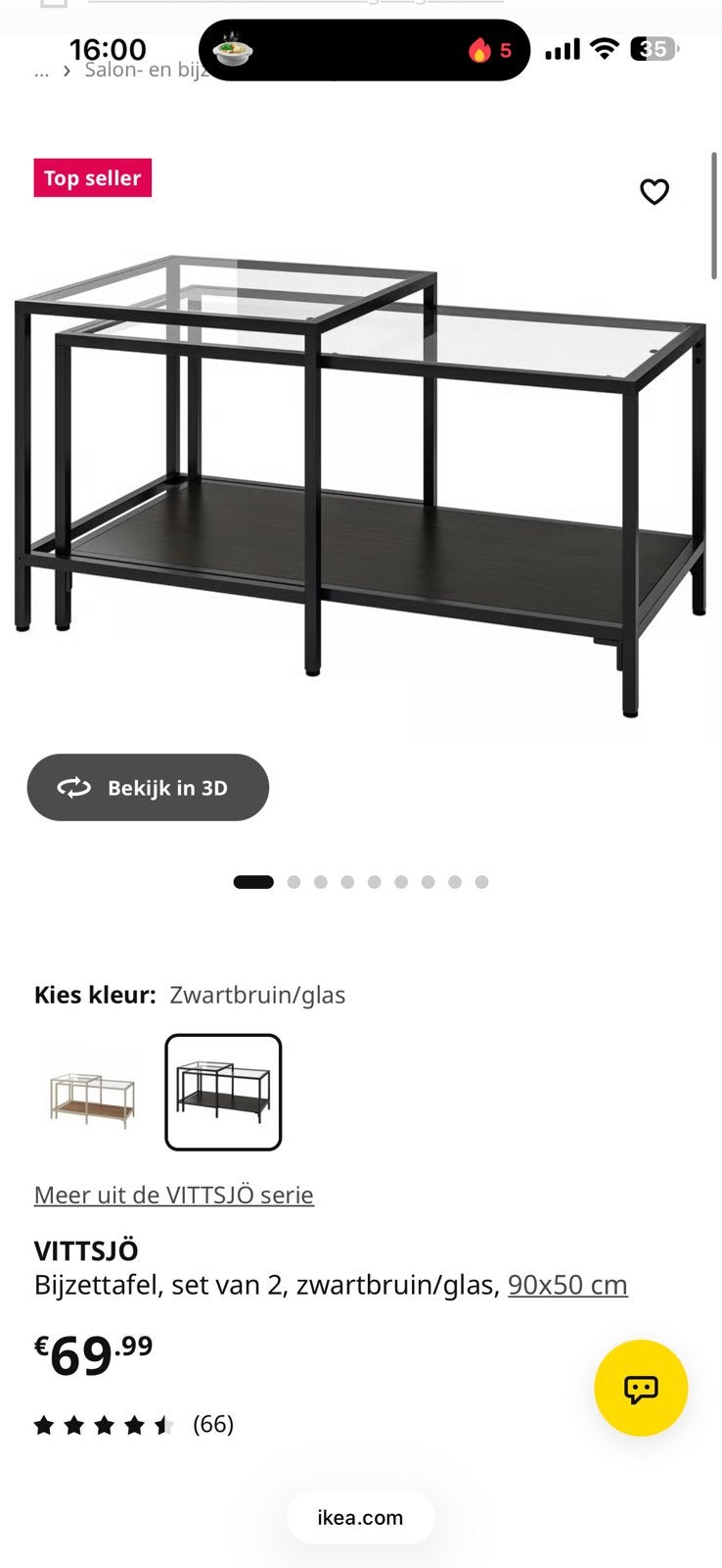 Vittsjo salontafel set, Ophalen, Gebruikt, 50 tot 100 cm, Metaal