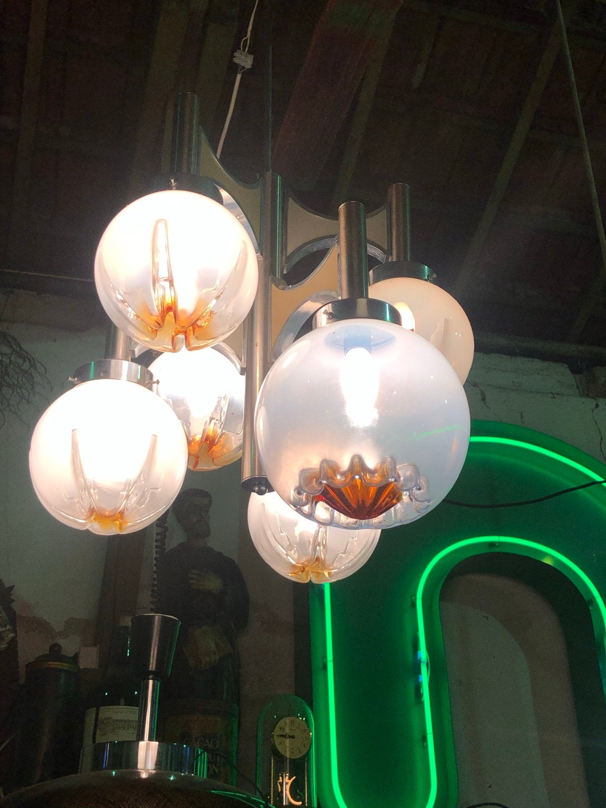 Vintage design lamp met 6 bollen, Ophalen, Gebruikt, K, K