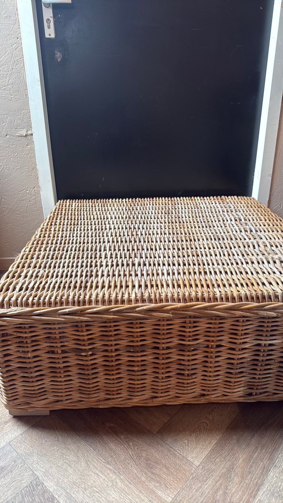 Rieten vierkante tafel/bijzettafel 90x90x33, Ophalen, Gebruikt, Vierkant, Landelijk