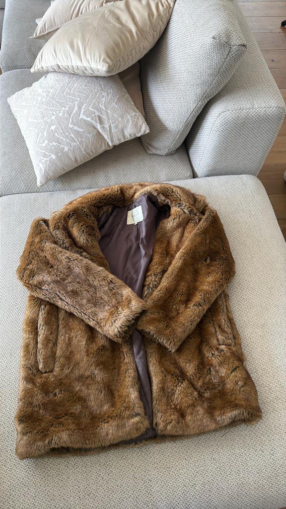 Selected Femme Faux Fur Jas Maat 36 (S), Ophalen of Verzenden, Zo goed als nieuw, Maat 36 (S), Bruin