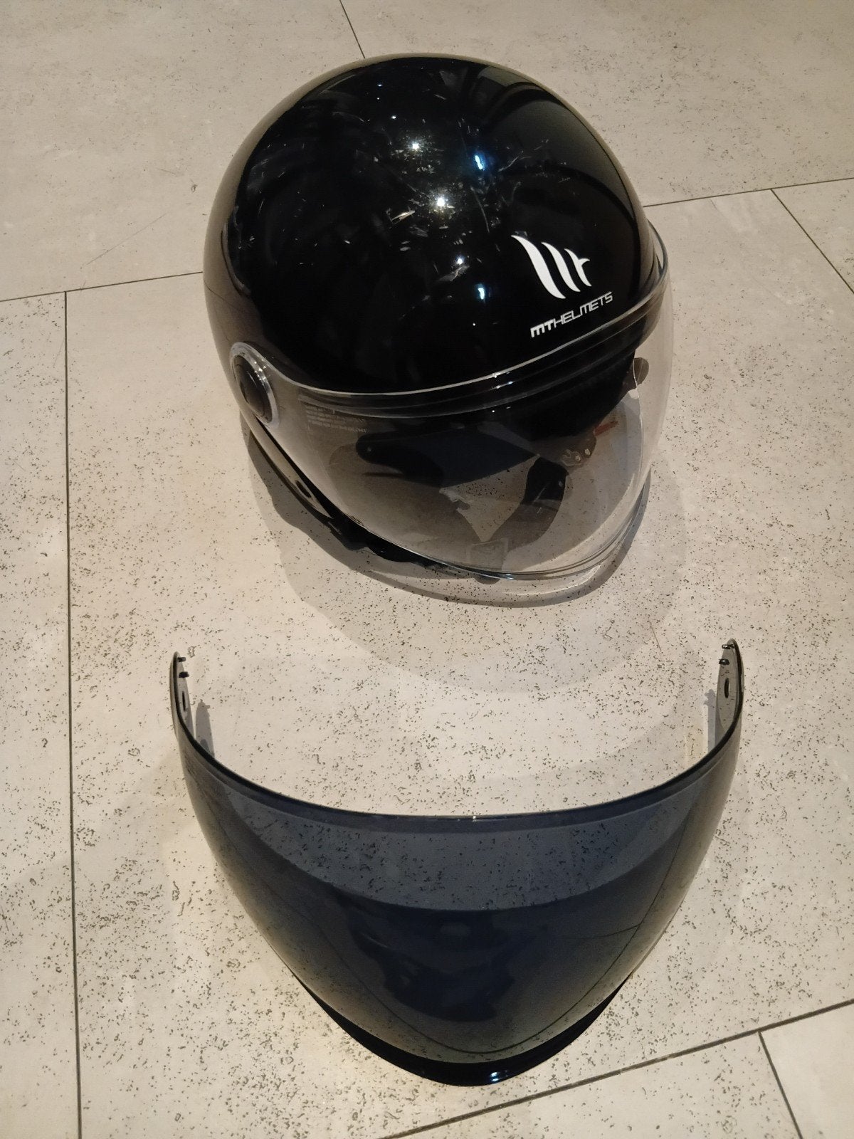 Scooter helm maat L met smoke vizier, Fietsen en Brommers, Ophalen of Verzenden, Gebruikt, Large, MT Helmets