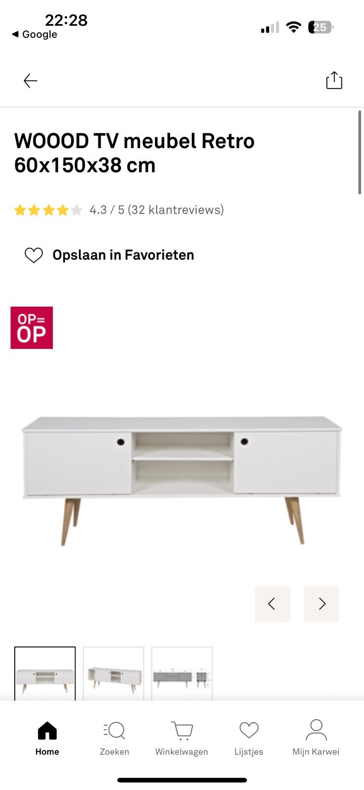 Woood tv meubel karwei, Huis en Inrichting, Kasten | Televisiemeubels, Ophalen, Gebruikt, 25 tot 50 cm, Minder dan 100 cm