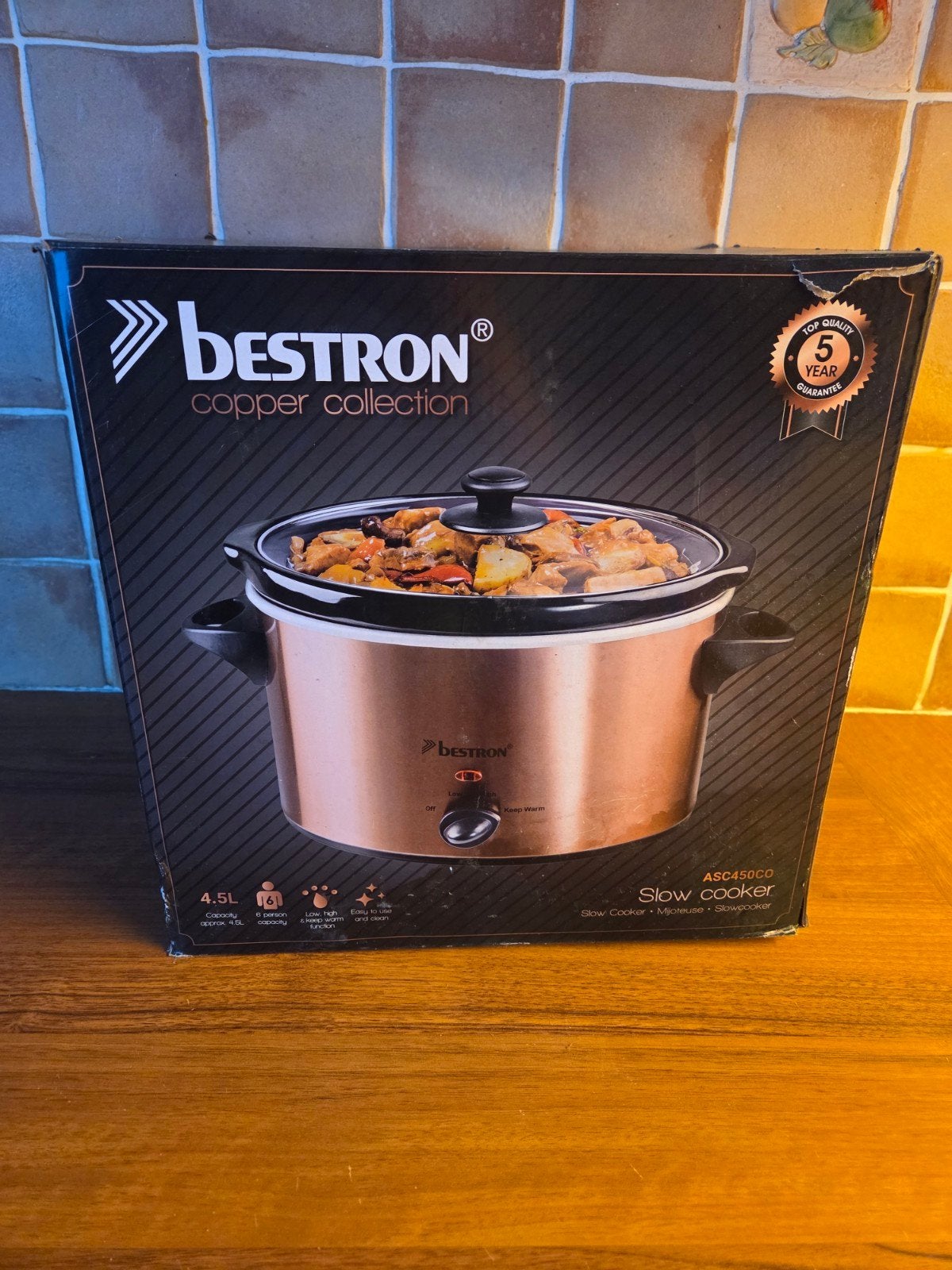 Bestron Slowcooker Copper Collection 4.5L - Z.G.A.N., Ophalen, Zo goed als nieuw