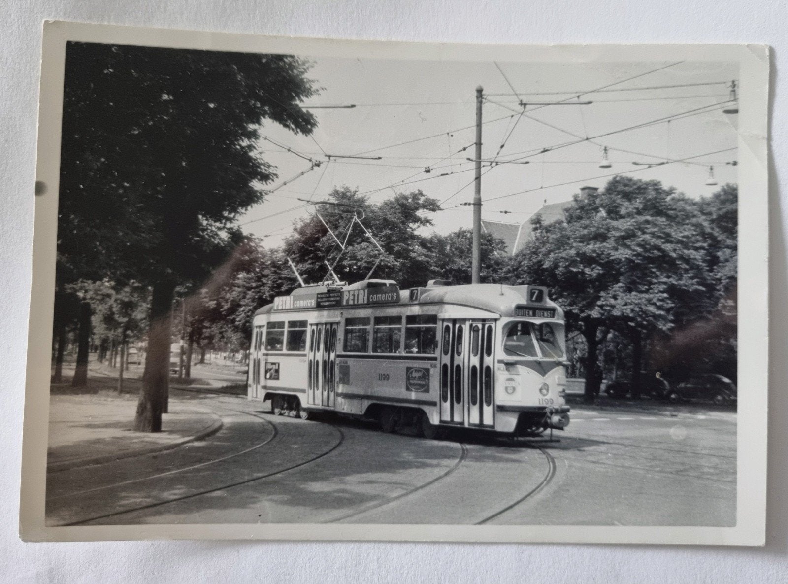 78)Foto Den Haag Carnegieplein PCC tram lijn 7, Ophalen of Verzenden, 1940 tot 1960, Overige onderwerpen, Foto