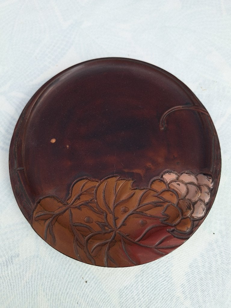 Traditioneel Japans kamakura-bori, lakwerk op hout, bord, Hout, 22 cm, Bruin, Ophalen of Verzenden