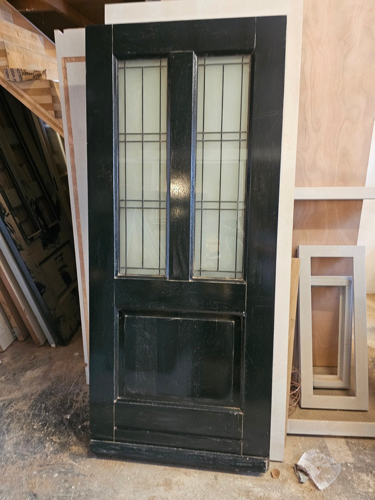 Prachtige nieuwe merau voordeur met glas in, Ophalen, Gebruikt, 80 tot 100 cm, Buitendeur