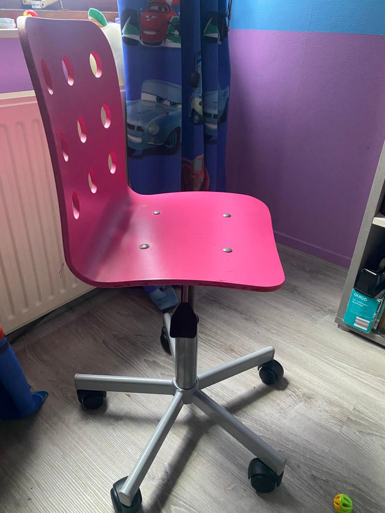 Kinder bureaustoel, Huis en Inrichting, Bureaustoelen, Ophalen, Gebruikt, Roze, Bureaustoel