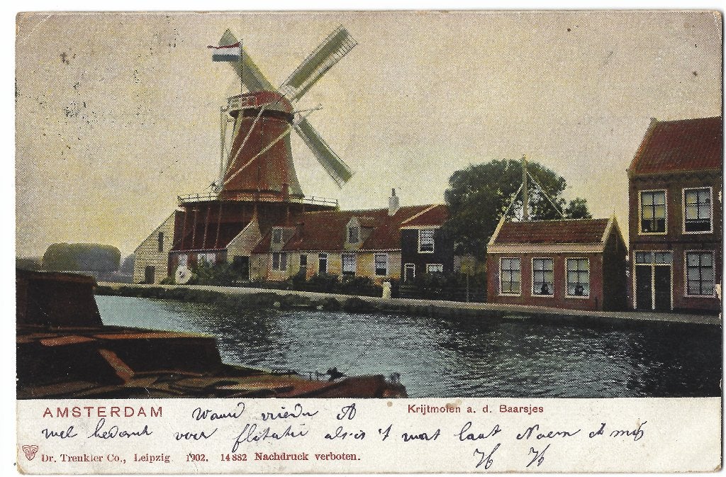 Amsterdam, Krijtmolen a. d. Baarsjes - Opruimingskaart, Verzamelen, Ansichtkaarten | Nederland, Verzenden, Voor 1920, Gelopen