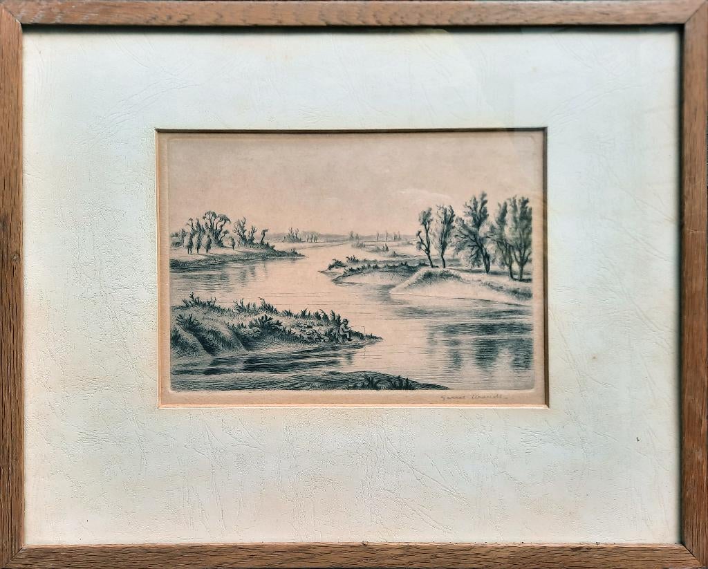 De Visser - Kunstenaar: Gerrit Woudt, Ingelijst, 27 cm, 35 cm, Ophalen of Verzenden