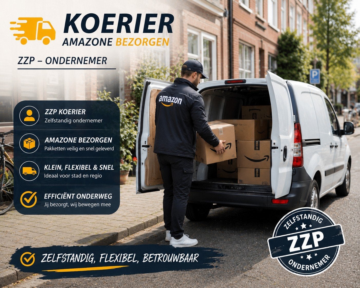 Amazone ZZP koeriers gezocht omgeving Alphen/Woerden, 33 - 40 uur, Overige niveaus, Overige vormen