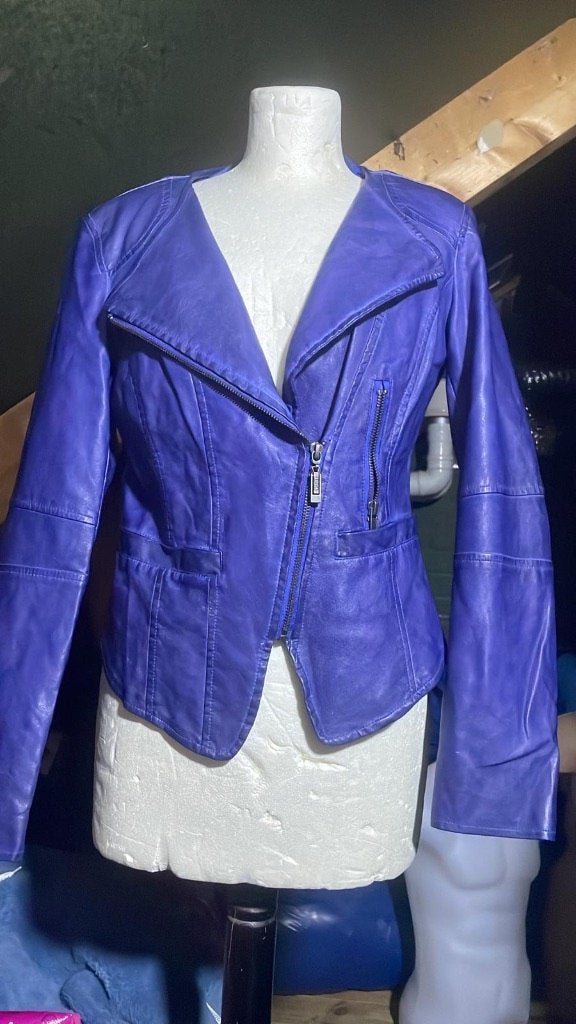 Nieuw! Echt Leren Bikerjack Dames - Kobaltblauw, Ophalen of Verzenden, Nieuw, Maat 42/44 (L), Zwart