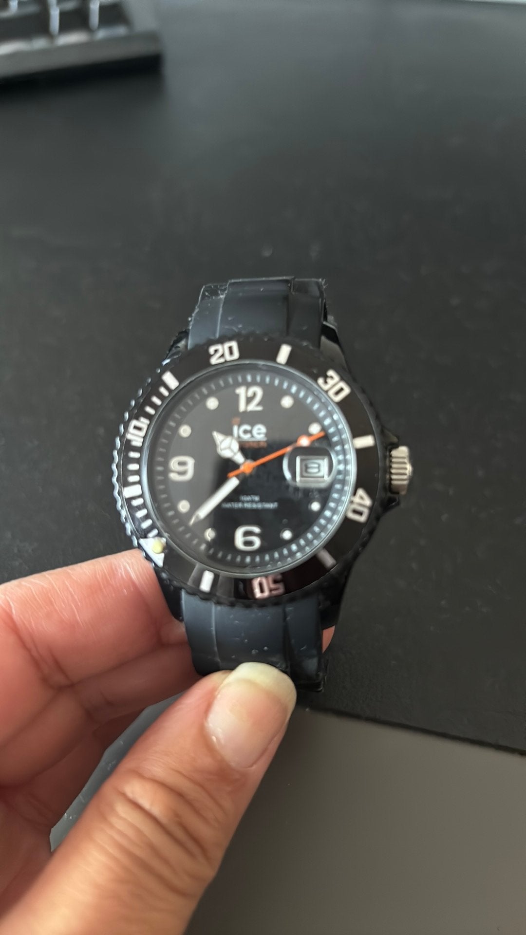 Ice watch zwarte horloge, Ophalen of Verzenden, Zo goed als nieuw, Kunststof, Overige merken
