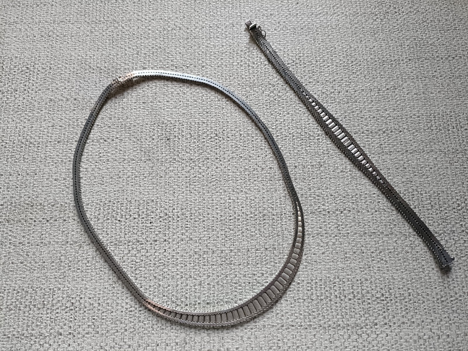 Vintage Dames Set Zilver Armband Collier Ketting 835 Zie Fo, Verzenden, Zilver, Ketting