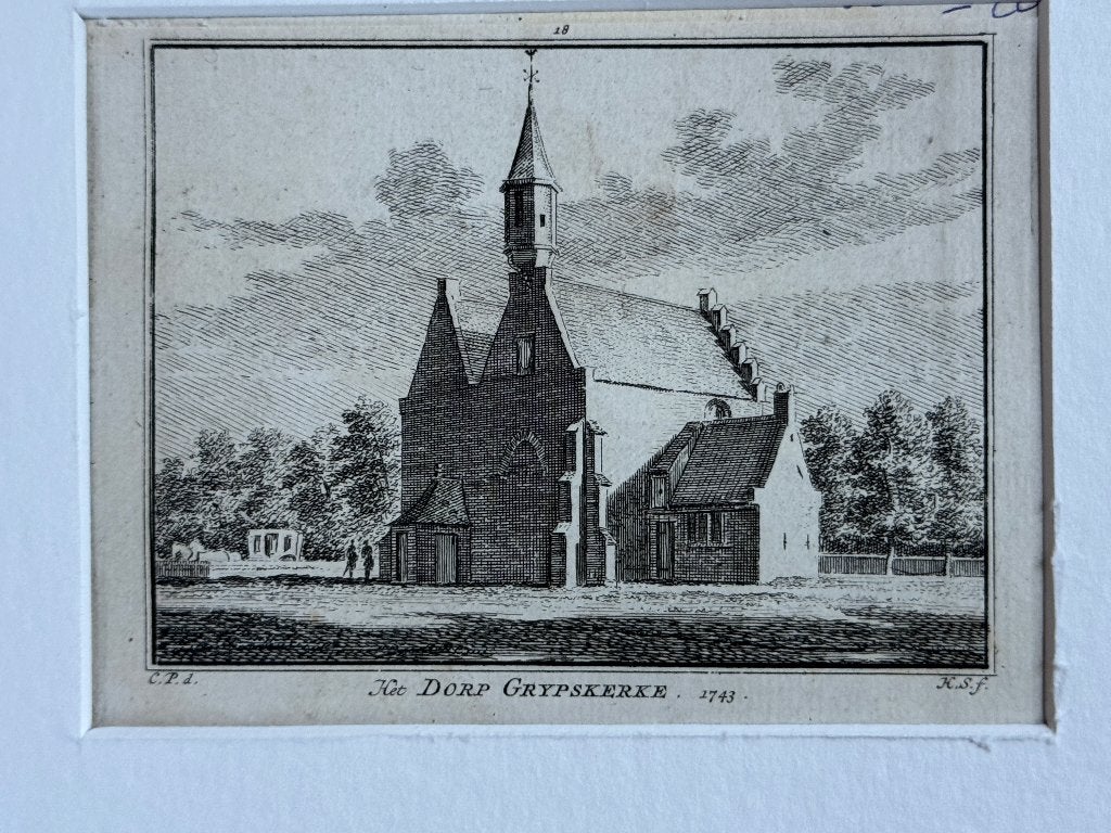 1743 - Dorp Grijpskerke Walcheren / Middelburg P0850-20, Antiek en Kunst, Ophalen of Verzenden, Ets, 1700 - 1799