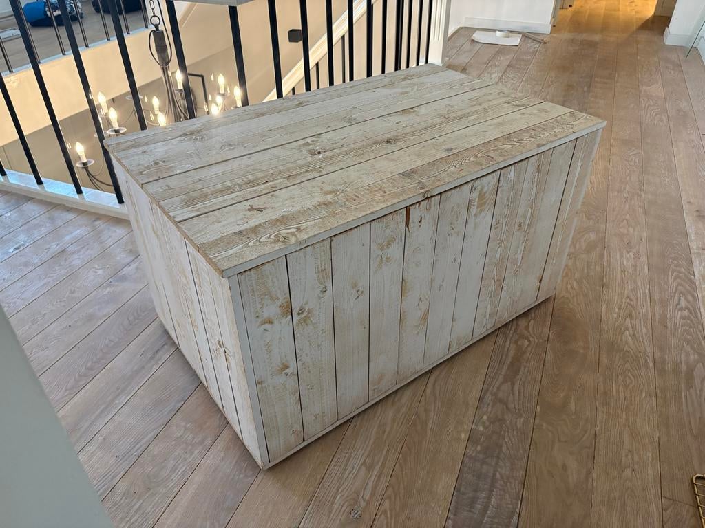Houten boekenkist / schoenenkist - Rustieke opbergkist, Ophalen, Gebruikt, 100 tot 150 cm, 50 tot 75 cm