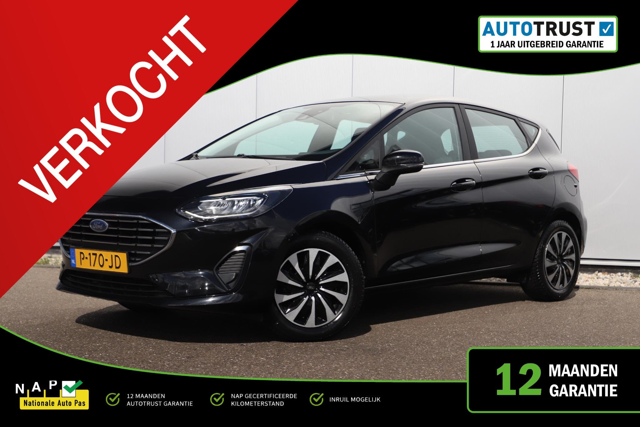 Ford Fiesta 1.0 EcoBoost Hybrid Titanium 125PK Carplay Andro, Voorwielaandrijving, Gebruikt, Euro 6, Met garantie (alle)