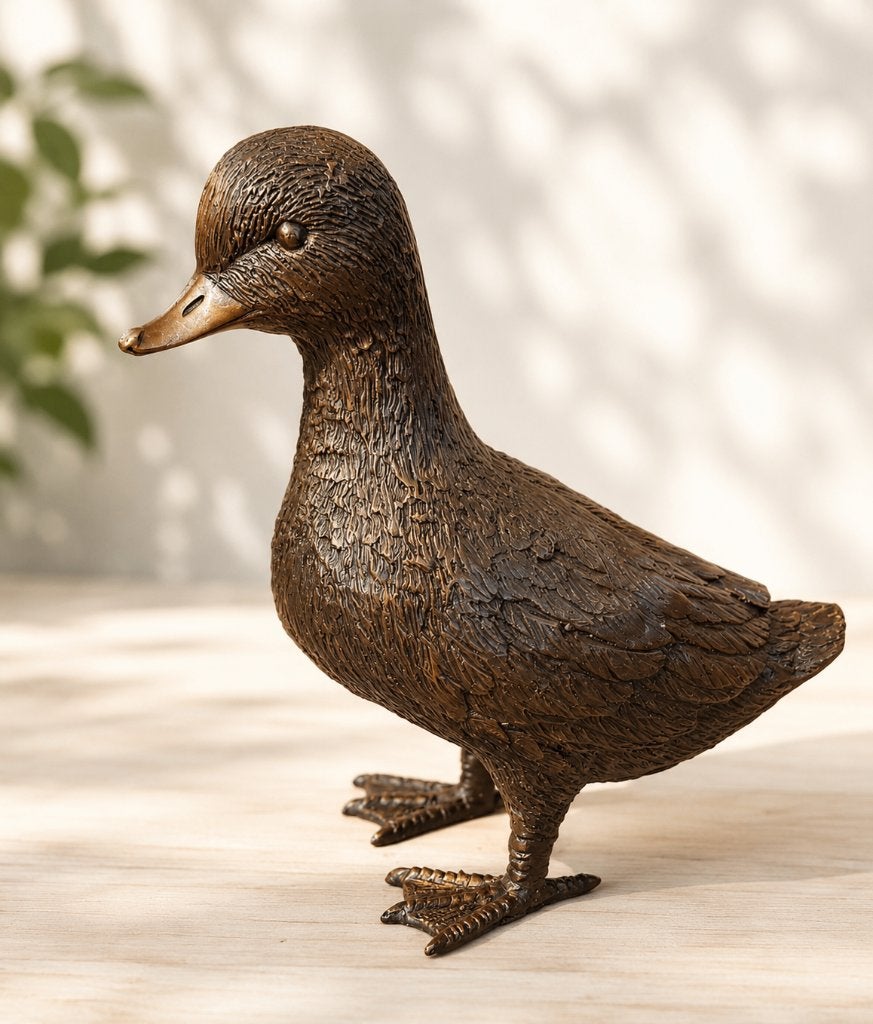 5 bronzen eendjes / bronzen beeld / nieuw / eend / kuikens, Dierenbeeld, Nieuw, Info@huisentuindecoratiemarie.nl, Huis en tuin decoratie marie