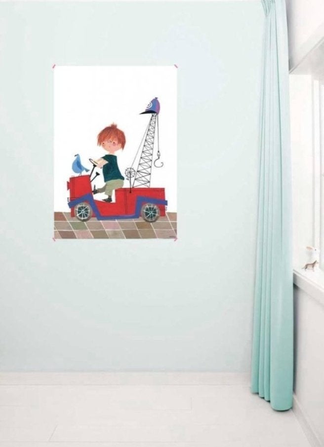 Fiep Westendorp XL poster 'De Rode Kraanwagen', Verzamelen, Posters, Rechthoekig Staand, Ophalen of Verzenden, Zo goed als nieuw