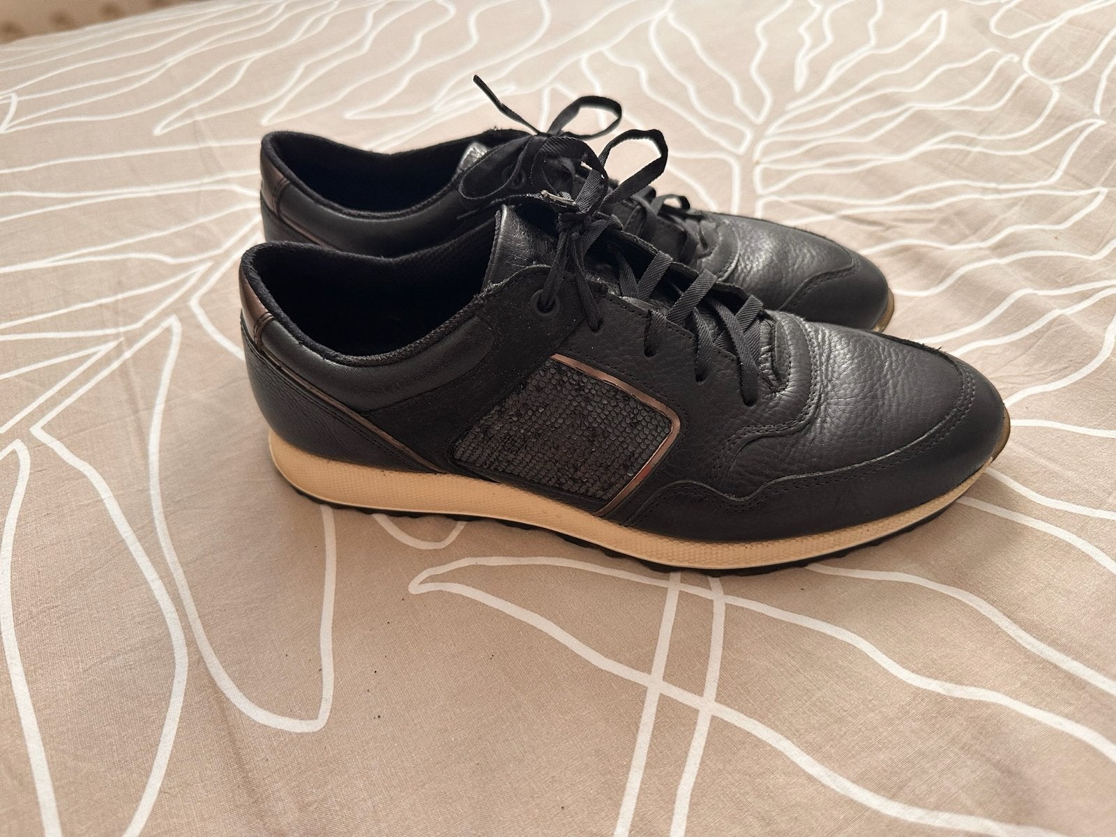 ECCO Dames Sneakers - Zwart Leer Maat 40, Kleding | Dames, Ophalen of Verzenden, Gedragen, Zwart, Sneakers of Gympen