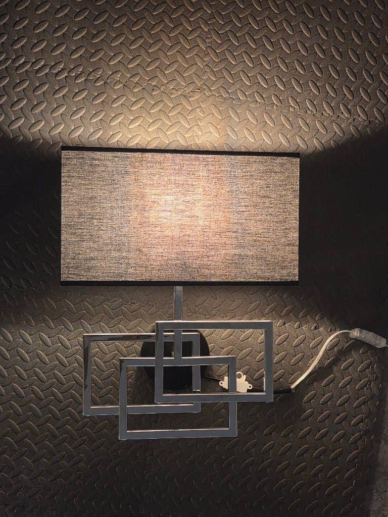 2x Zilveren wandlamp met zwarte kap, Ophalen, Met schakelaar, Zwart, Metaal