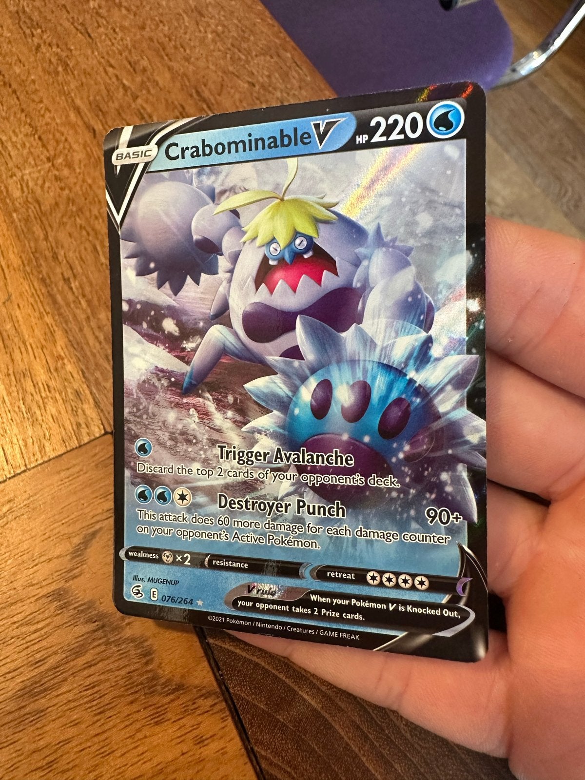 Crabominable V Pokémon Kaart (076/264), Ophalen of Verzenden, Zo goed als nieuw, Losse kaart