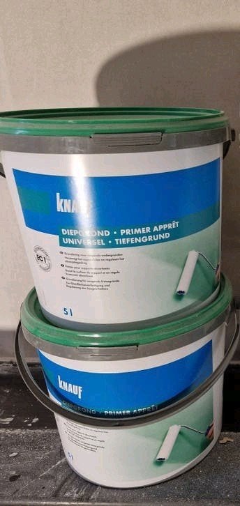 2x nieuw Knauf diepgrond Universeel Voorstrijk 5L - Primer, Doe-het-zelf en Verbouw, Ophalen, Nieuw, Wit