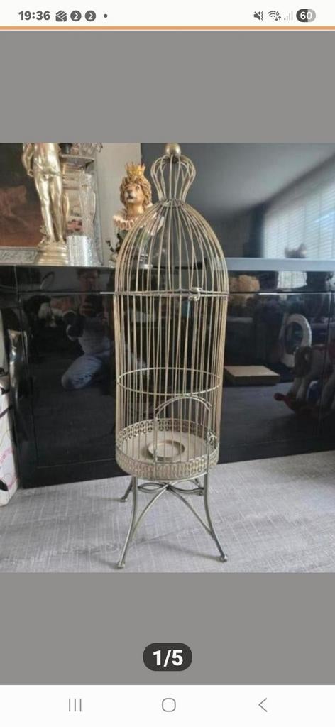 Decoratieve vogelkooi - Goudkleurig metaal, Huis en Inrichting, Woonaccessoires | Overige, Nieuw, Ophalen of Verzenden, Klassiek