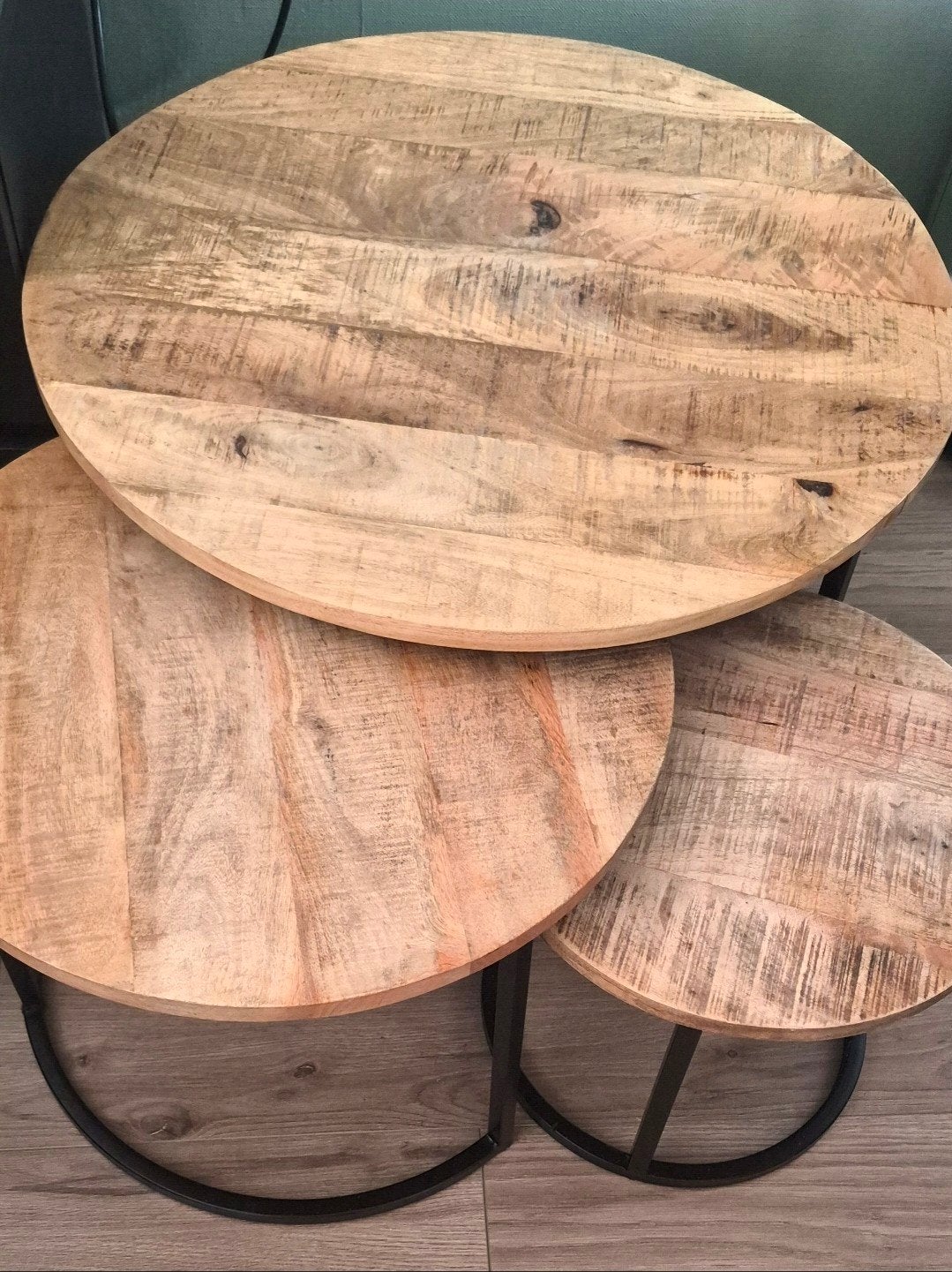 Mango houten tafeltjes, Ophalen, 50 tot 100 cm, Rond, 50 tot 100 cm