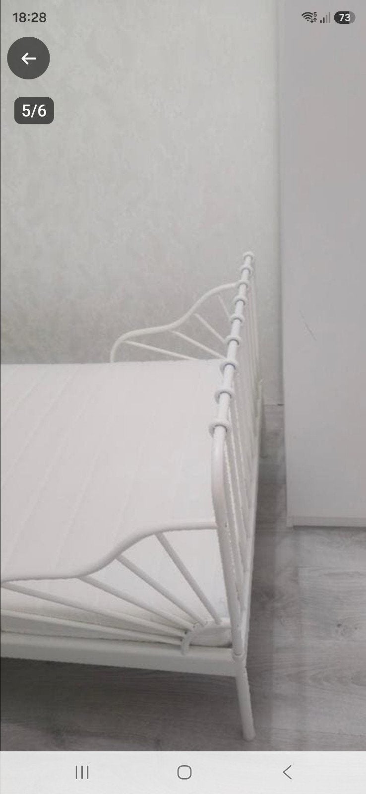 Wit eenpersoonsbed met matras, Huis en Inrichting, Gebruikt, 90 cm, Eenpersoons, Wit